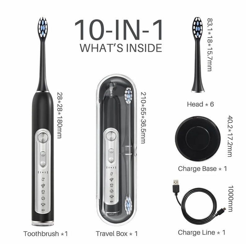 Escova de dente AquaGleam Sonic™ - Allinone | Tudo em um só lugar.